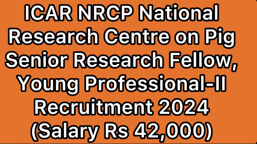 ICAR-NRCP-National-Research-Centre-on-Pig-Senior-Research-Fellow-SRF-Young-Professional-II-YP-II-Recruitment-2024